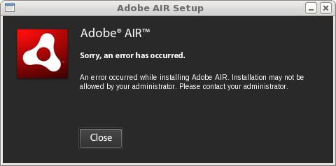 an error occured while installing adobe air